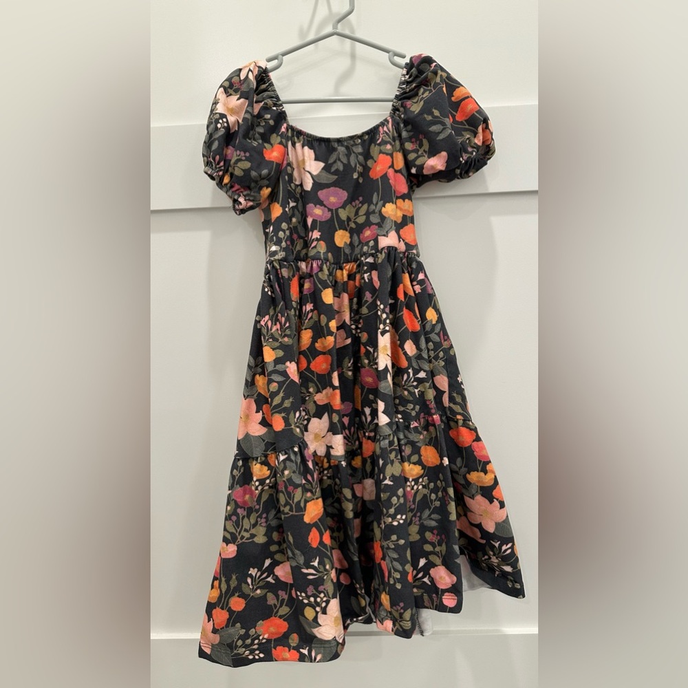 Charming Floral Puff Sleeve Kids Dress
